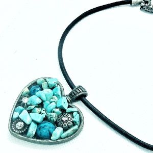 Brighton Jewelry - Brighton Turquoise Mosaic Heart Necklace Brighton Jewelry - Brighton Turquoise Mosaic Heart Necklace